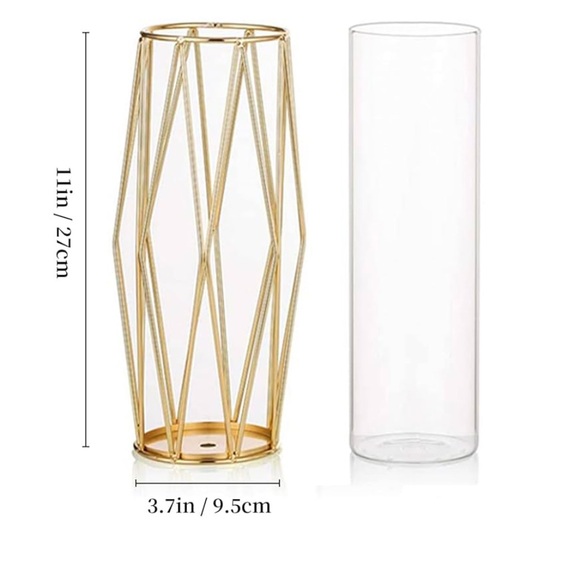 Gold Geometric Modern Flower Vase for Centerpieces (Set of 2) - Picture 2 of 6
